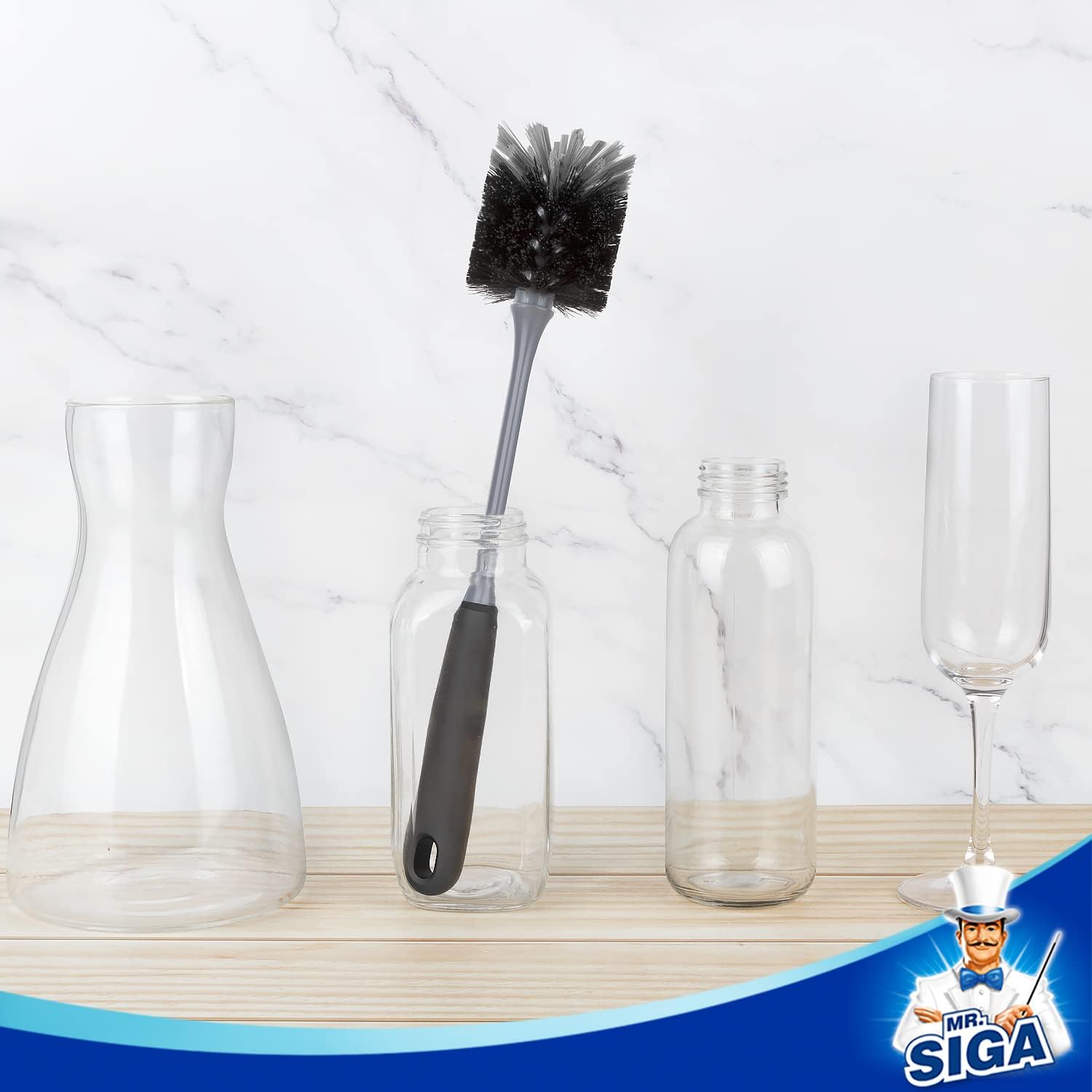 MR.SIGA Long Handle Bottle Brush, Flexible Scrub Brush for Water Bottles