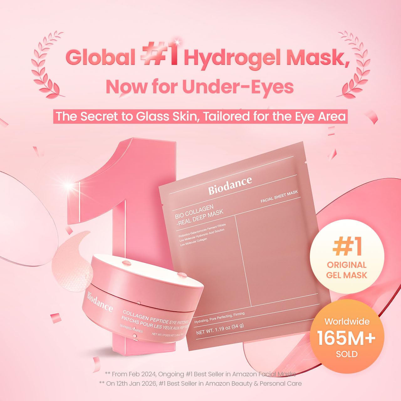 BIODANCE Collagen Peptide Eye Patches, Anti Wrinkle & Smile Line Patches for