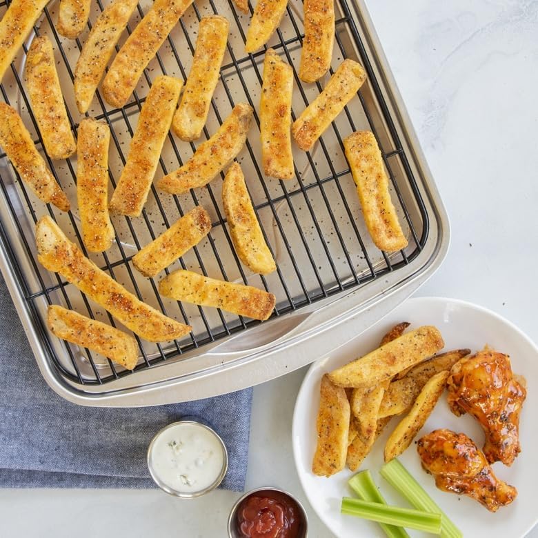 Nordic Ware Oven Crisp Baking Tray 2pc Set Includes Pan and Rack; Natural Aluminum For