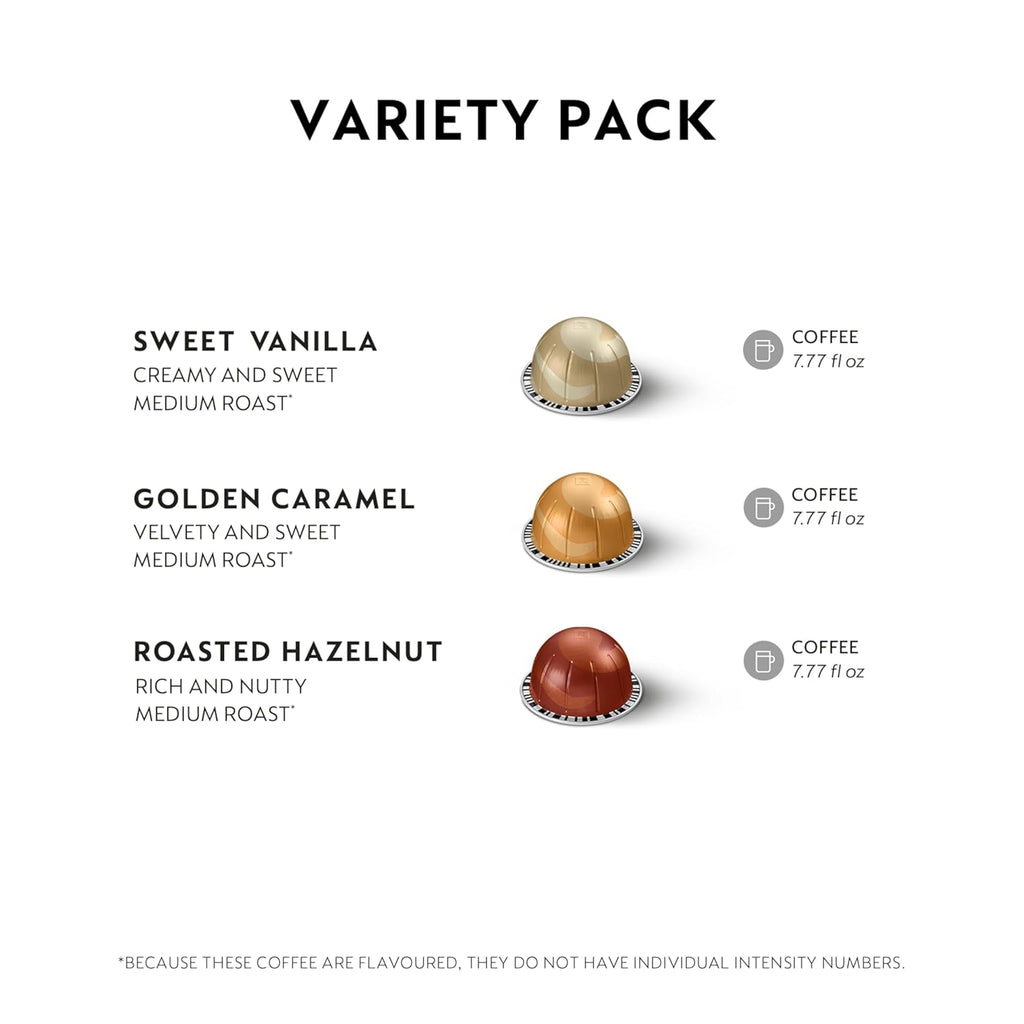 Nespresso Capsules Vertuo, Barista Flavored Pack, Medium Roast Coffee, 30
