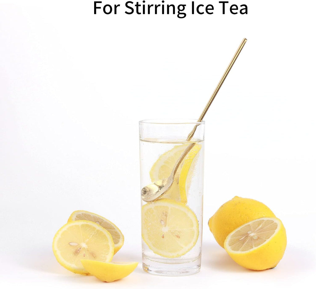 4 PCS 6.7 Inches Coffee/ Tea Spoons Long Handle, Gold, Ice Tea, Espresso