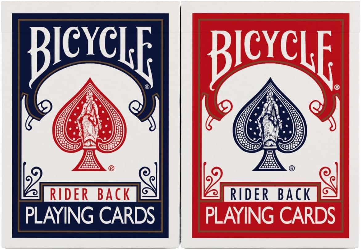 Bicycle Rider Back Playing Cards, Standard Poker Size Deck of Cards, Red &
