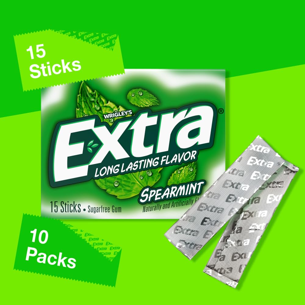 Extra Gum Spearmint Sugarfree Gum Bulk, Individually Wrapped, Perfect for