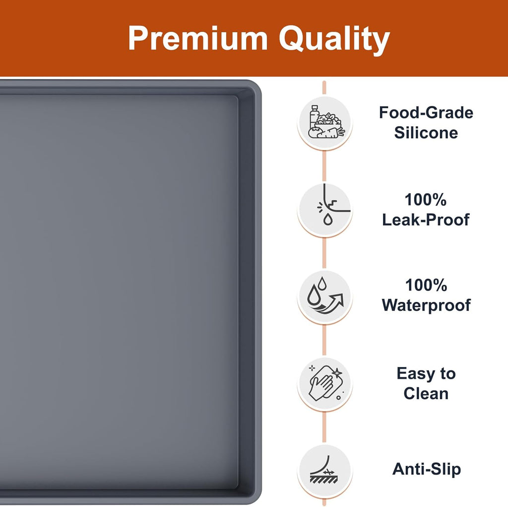 ukeetap Extra Thick Silicone Mat Waterproof with Raised Edge 19‰۝ x 12‰۝, BPA