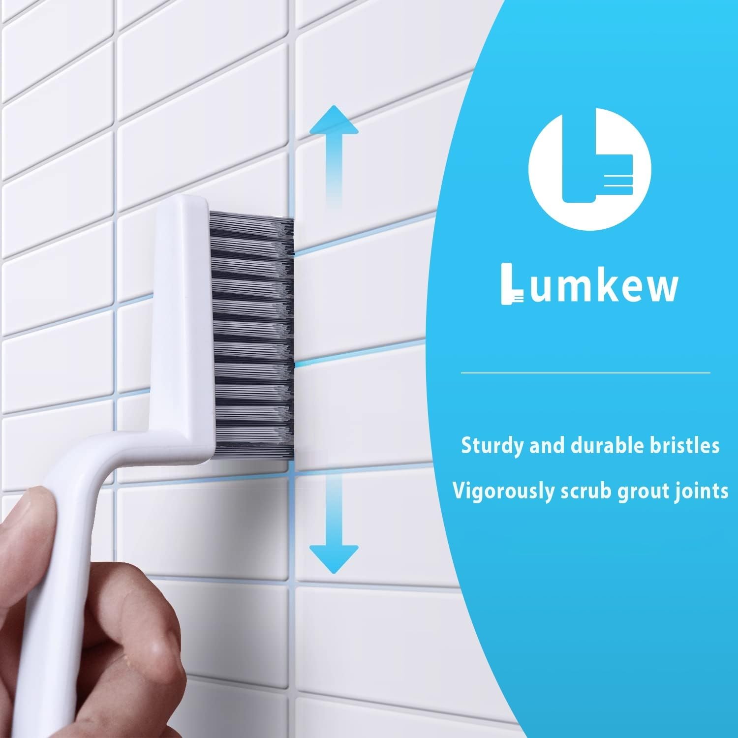 Lumkew Grout Cleaner Brush V Shape, Stiff Grout Cleaning Brushes for Tile