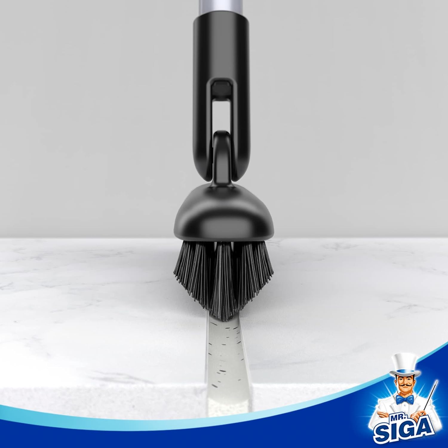 MR.SIGA Heavy Duty Grout Scrub Brush with Long Handle, Shower Floor Scrubber