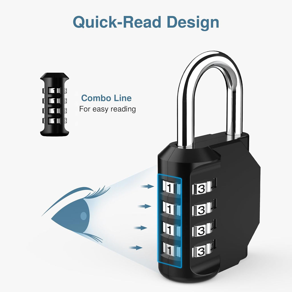 Puroma 2 Pack Combination Lock for Locker 4 Digit Outdoor Waterproof Padlock