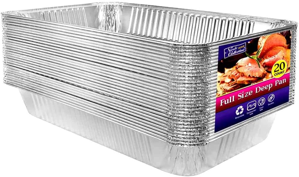 Aluminum Deep Foil Pans Full Size, Large Disposable Roasting & Baking Pan