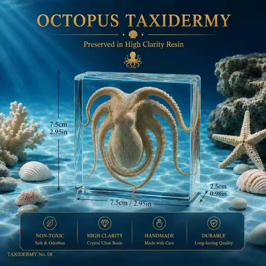 Taxidermy Octopus, Real Octopus Specimens Animal Specimen in Resin for Science Classroom