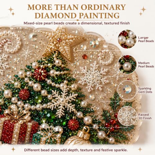 Christmas Pearl Diamond Painting Suncatcher Kit, DIY Craft (#C, 8in)