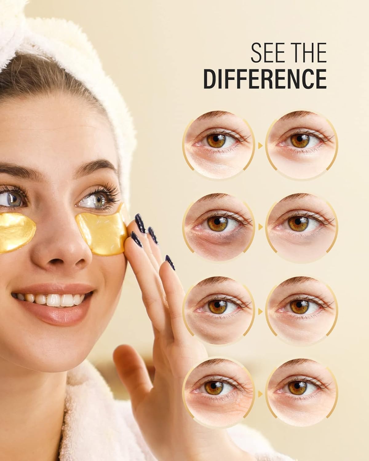 Maskiss 24k Gold Under Eye Patches (25 Pairs), eye mask, Collagen Skin Care