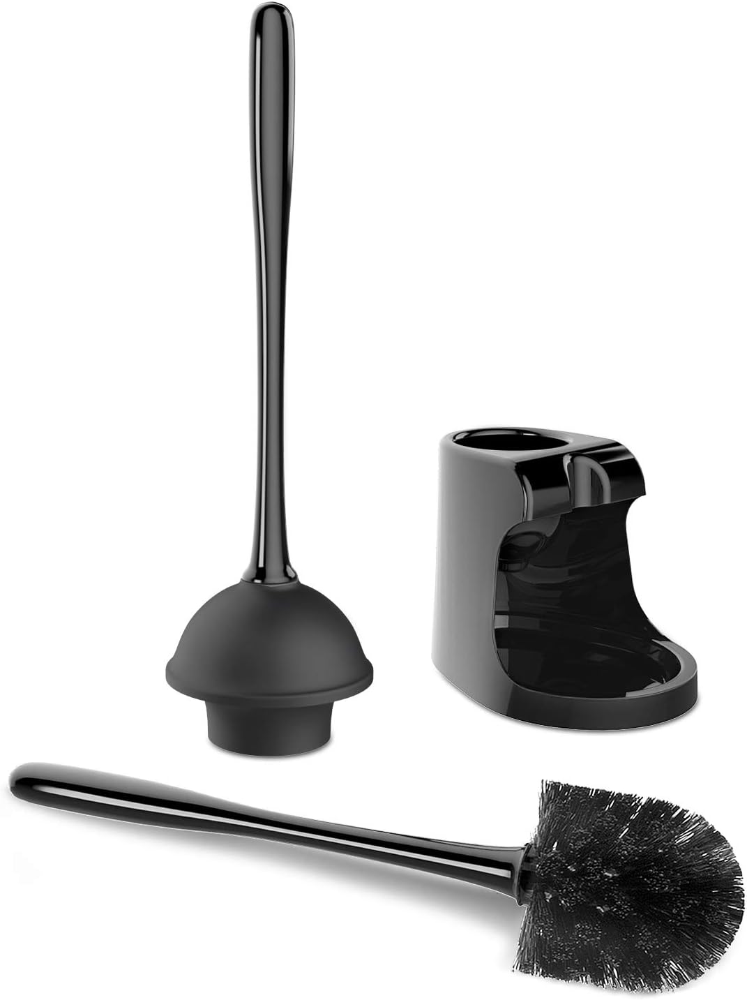 MR.SIGA Toilet Plunger and Bowl Brush Combo for Bathroom Cleaning, Black, 1