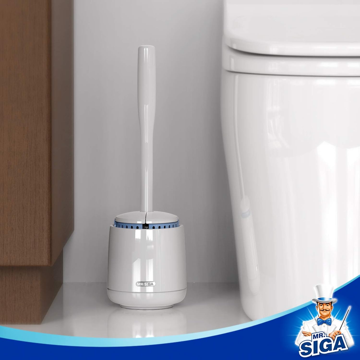MR.SIGA Toilet Bowl Brush and Holder, Premium Quality, with Solid Handle and
