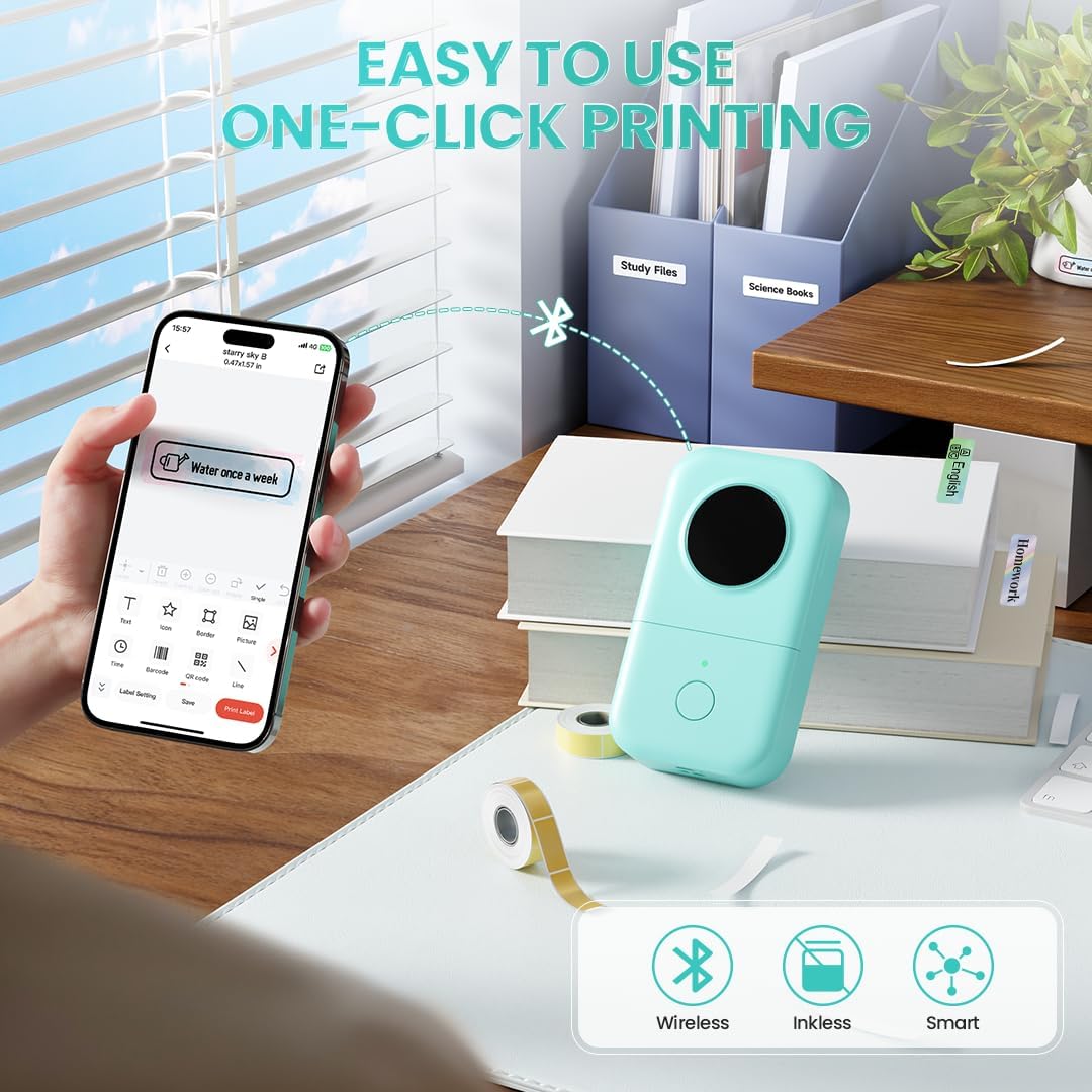 Phomemo Label Maker, D30 Portable Bluetooth Label Maker Machine with Tape