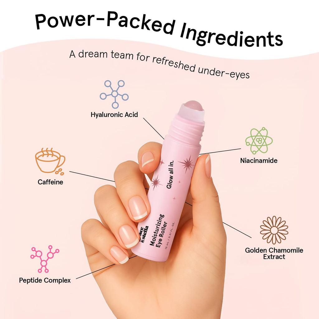 grace & stella Under Eye Brightener with Rose Quartz Rollerball - Centella