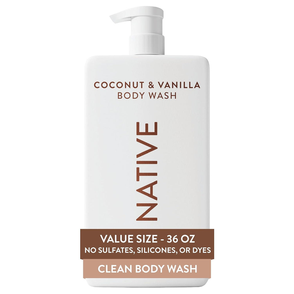 Native Body Wash for Women & Men, Coconut & Vanilla, 36 oz Pump Bottle