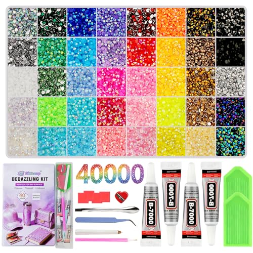 40,000-Piece Bedazzling Kit, 40 Colors, 3mm Jelly AB Resin Rhinestones