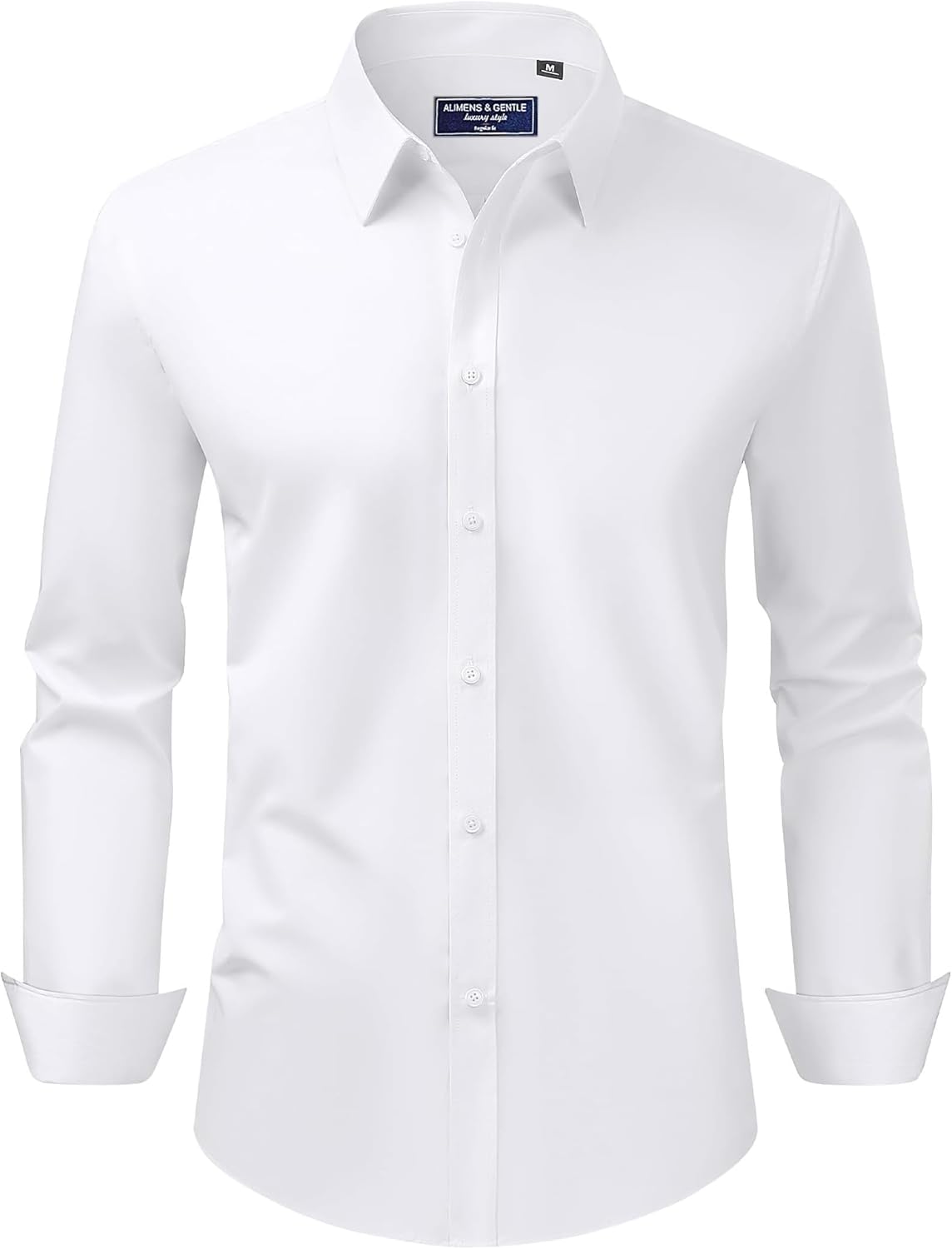 Alimens & Gentle Men's Dress Shirt Regular Fit Stretch Stain Shield Long Sleeve Solid
