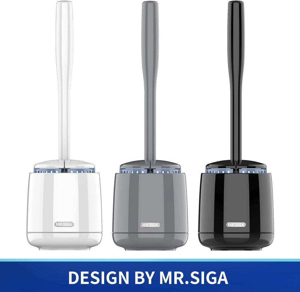 MR.SIGA Toilet Bowl Brush and Holder, Premium Quality, with Solid Handle and