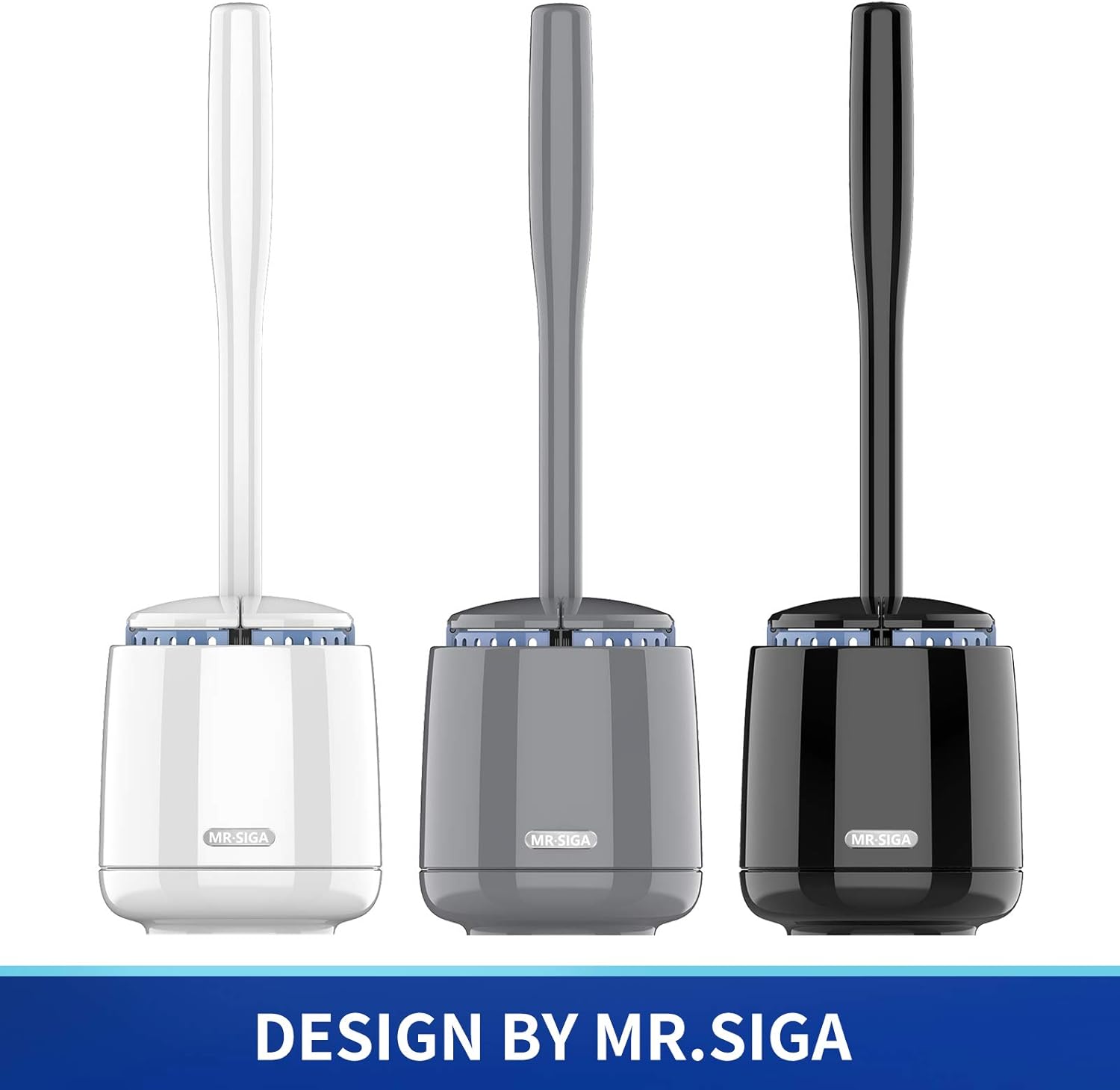MR.SIGA Toilet Bowl Brush and Holder, Premium Quality, with Solid Handle and