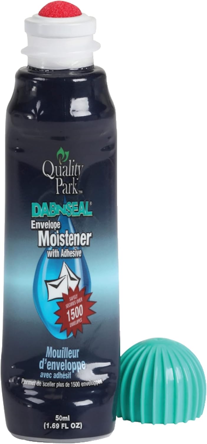 Quality Park Dab-N-Seal Envelope Moistener with Adhesive, 50ML Bottle, 4 Pack