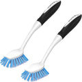 SetSail Dish Brush with Handle, 2 Pack Stiff Bristles Dish Scrubber with