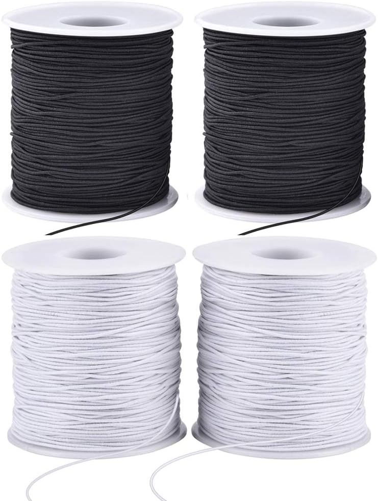 LUSTEMBER Stretchy String for Bracelets, 4 Rolls 1 mm Sturdy Elastic String
