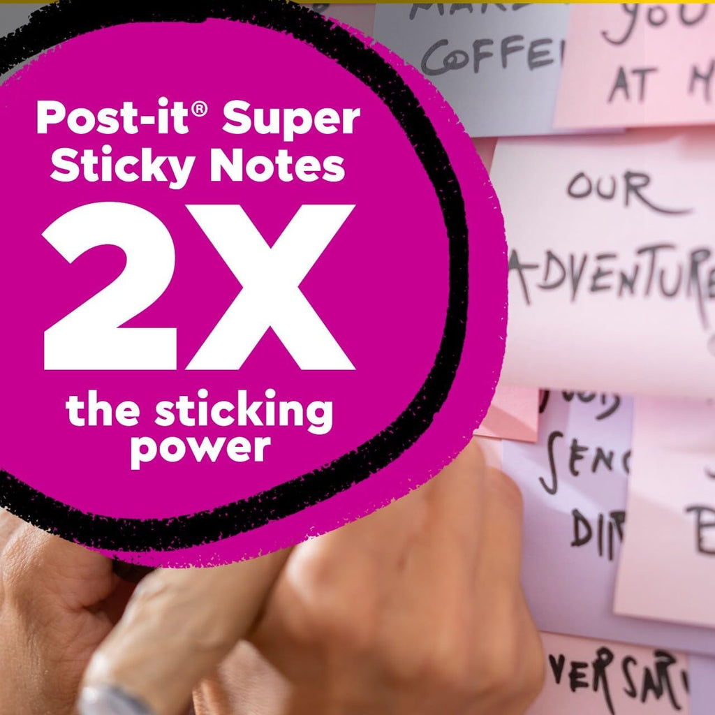 Post-it 100% Recycled Paper Super Sticky Notes, 3 in. x 3 in., 5 Pads, 70