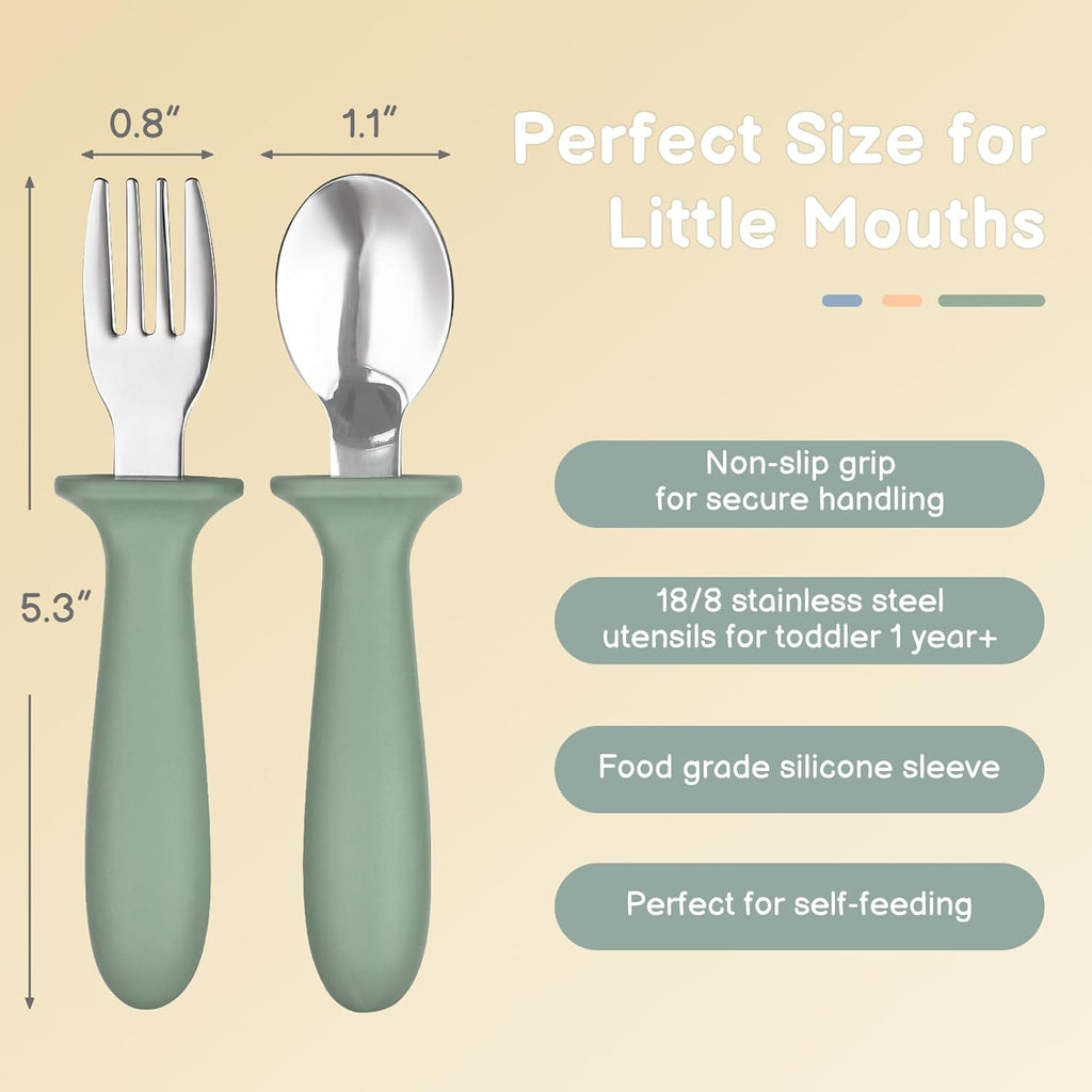 Eascrozn Toddler Utensils, 6 Pack kids Silverware Set with Silicone Handle