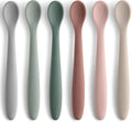 6-Piece Silicone Baby Feeding Spoons, First Stage Infant Spoons, Soft-Tip
