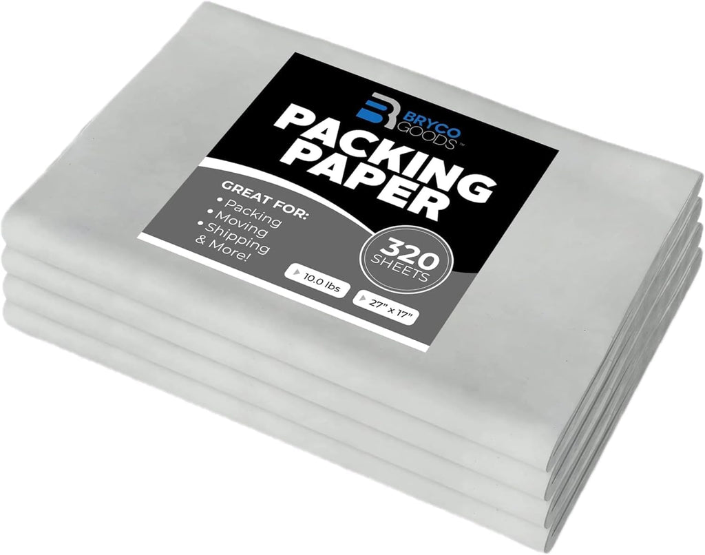 Bryco Goods Newsprint Packing Paper Sheets for Moving - 10lb - 320 Sheets of