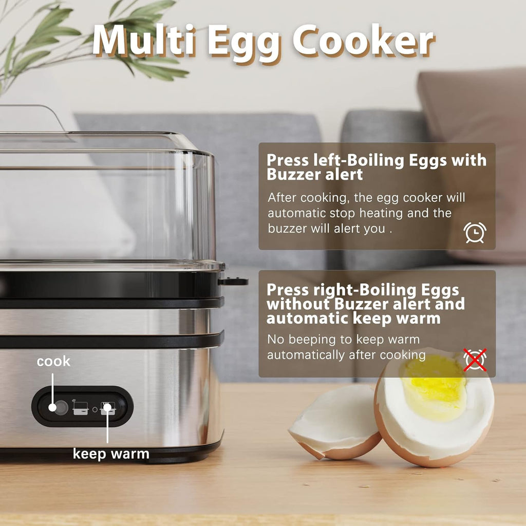 Evoloop Rapid Egg Cooker Electric 6 Eggs Capacity, Soft, Medium, Hard Boiled