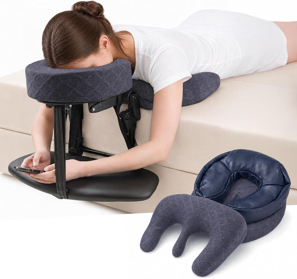 Massage Headrest for Bed, Head Holder & Face Cradle with Face Down Pillow