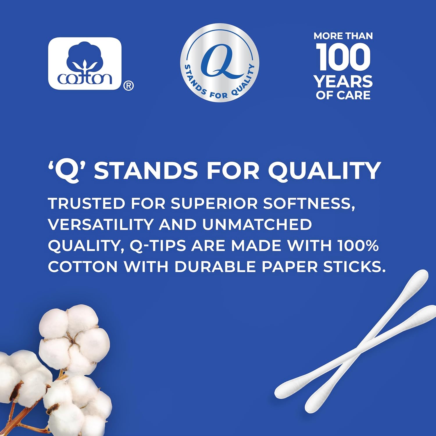 Q-tips Cotton Swabs For Hygiene and Beauty Care Original Cotton Swab Made