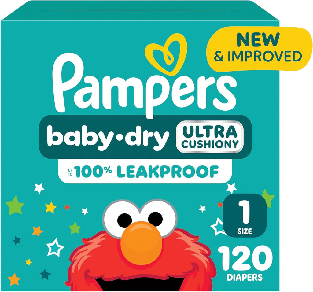 Pampers Diapers - Baby Dry - Size 1, 120 Count, Absorbent Disposable Infant
