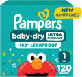 Pampers Diapers - Baby Dry - Size 1, 120 Count, Absorbent Disposable Infant