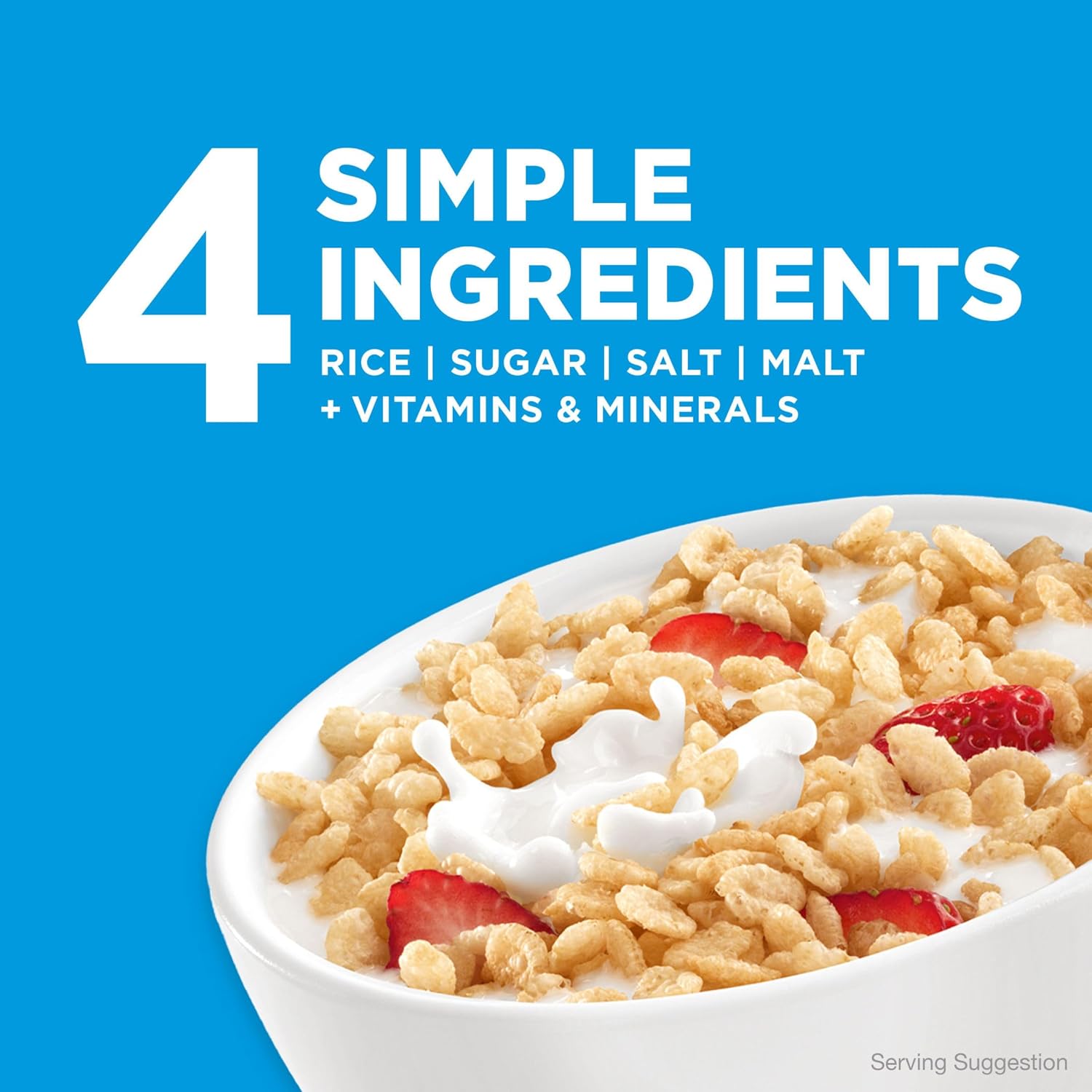 Kellogg's Rice Krispies Cold Breakfast Cereal, 8 Vitamins and Minerals, Rice