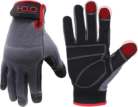 HANDLANDY Work Gloves for Men & Women, Utility Mechanic Working Gloves Touch