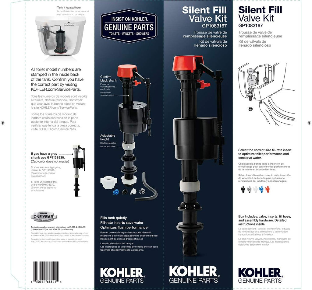 Kohler Genuine Part Gp1083167 Silent Fill Valve Kit For All Kohler Class Five