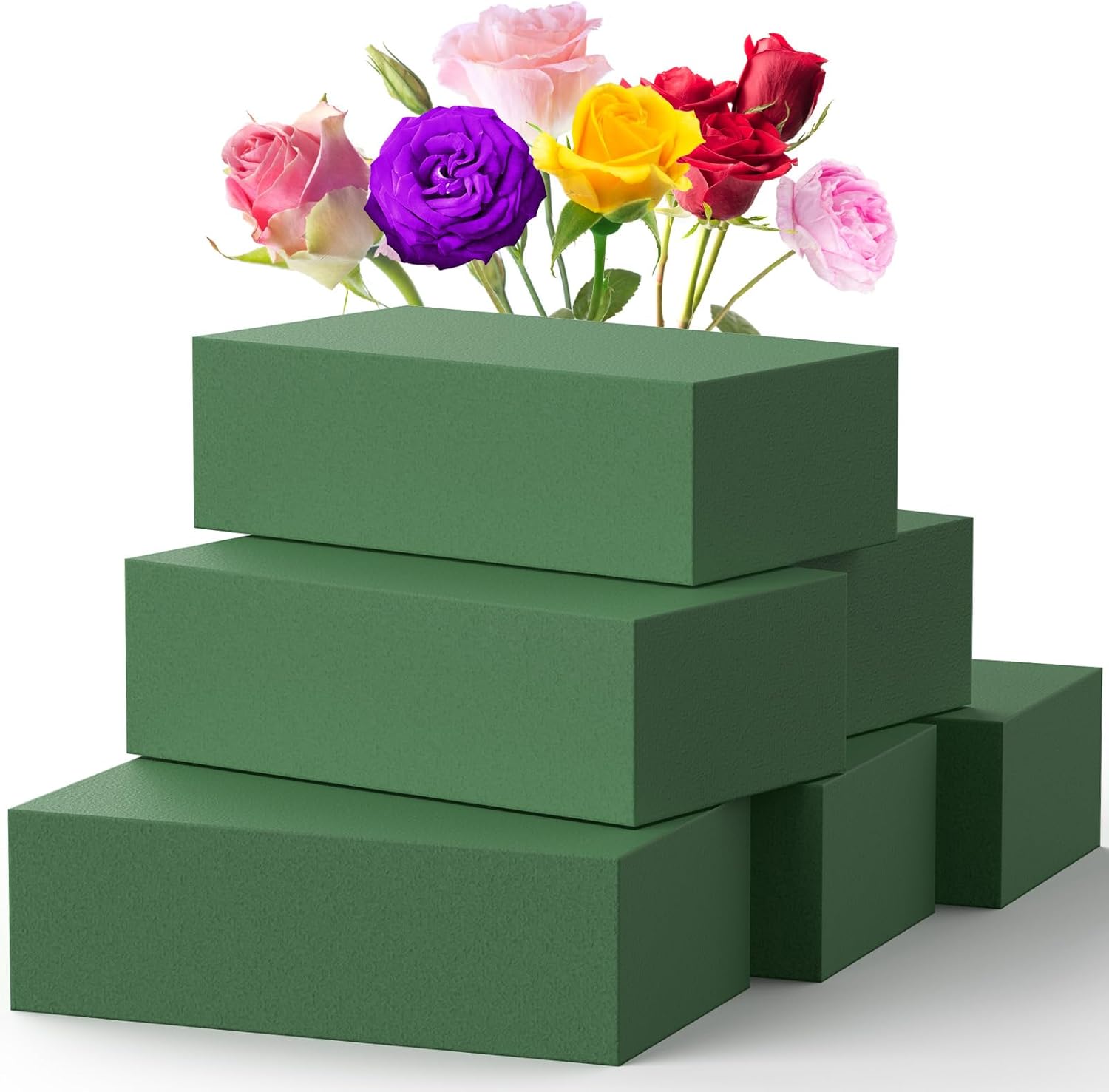 Upgraded 6 Pack Floral Flower Foam Blocks, Green Plant Foam for Flower