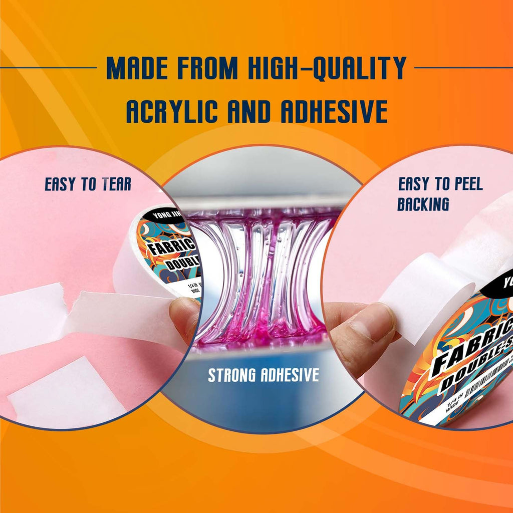 YONGJIN Double-Sided Fabric Tape (2 Rolls) - No Sewing or Ironing Required