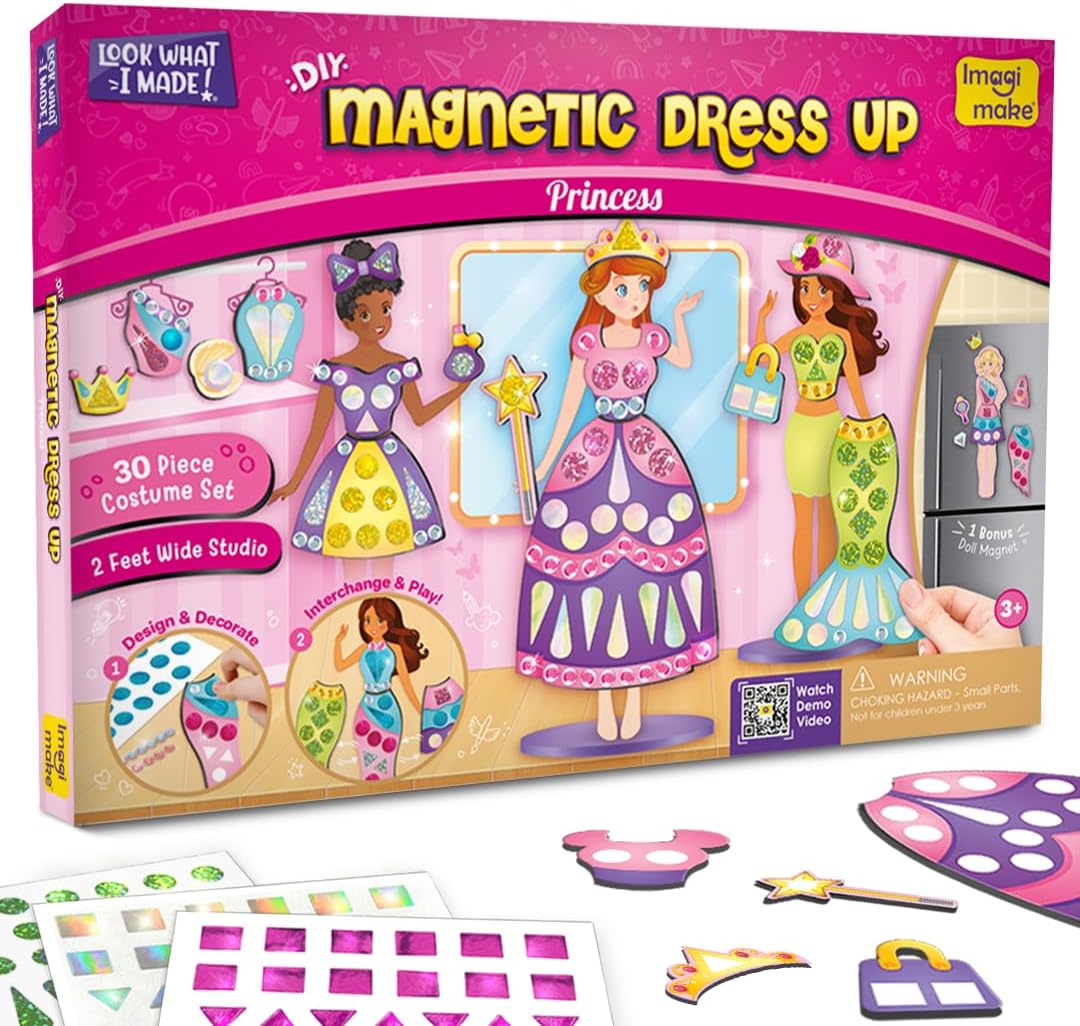 Imagimake DIY Magnetic Dress-Up Princess, 30 Magnetic Dresses & Accessories