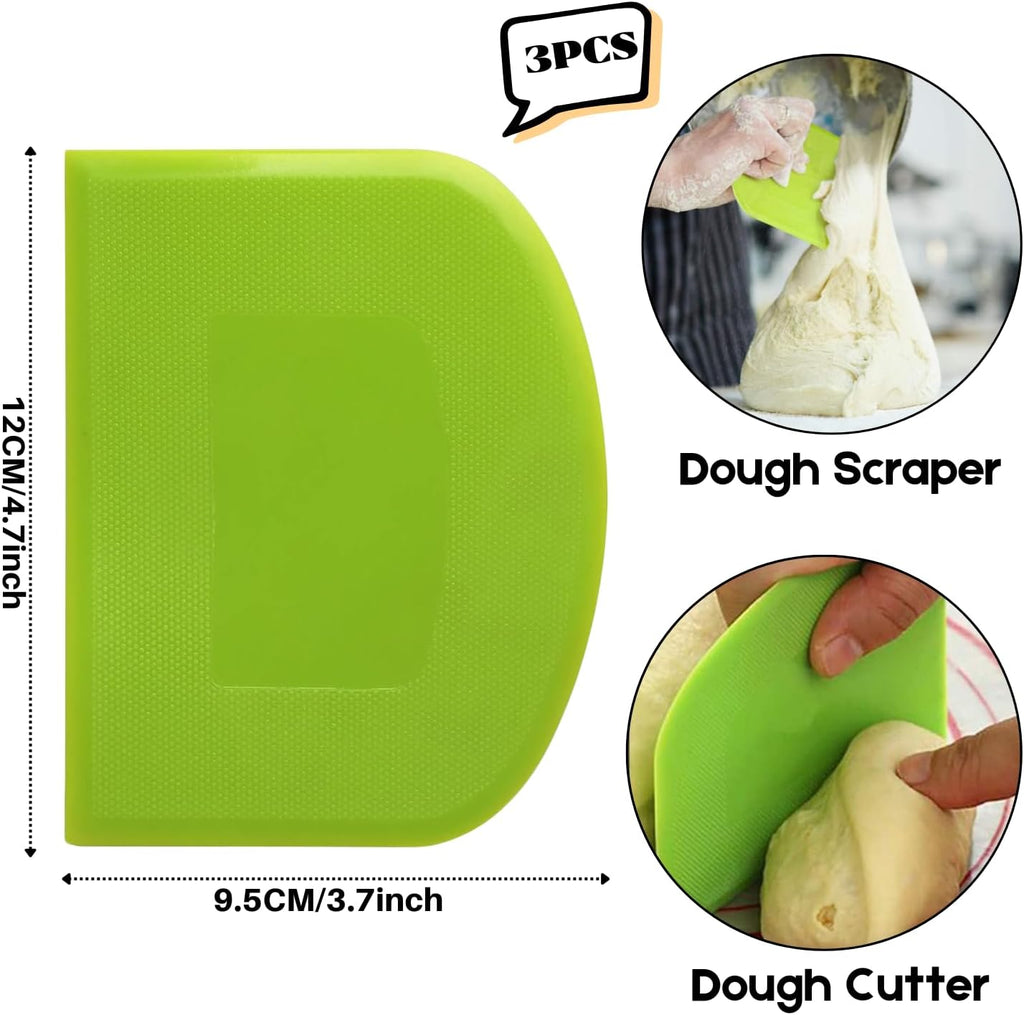 SURDOCA Dough Scraper Bench Scraper - 3P 4.7x3.7" Plastic Flexible Bowl