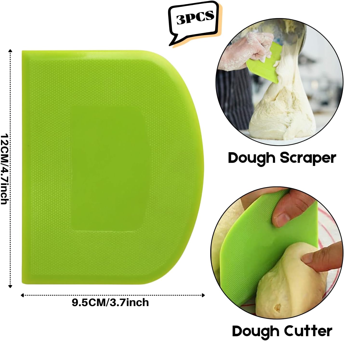 SURDOCA Dough Scraper Bench Scraper - 3P 4.7x3.7" Plastic Flexible Bowl