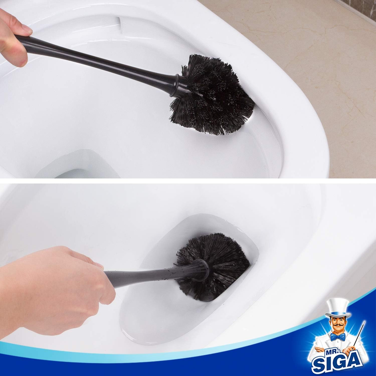 MR.SIGA Toilet Plunger and Bowl Brush Combo for Bathroom Cleaning, Black, 1