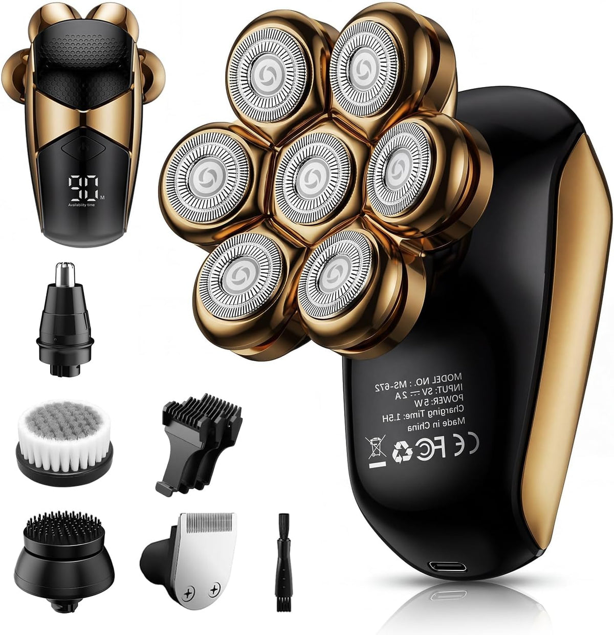 SHPAVVER Head Shavers for Bald Men: 5-in-1 IPX7 Waterproof Grooming Kit