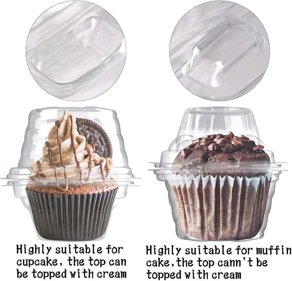 NPLUX 50 Pack Individual Cupcake Containers Plastic Cupcake Boxes Cupcake