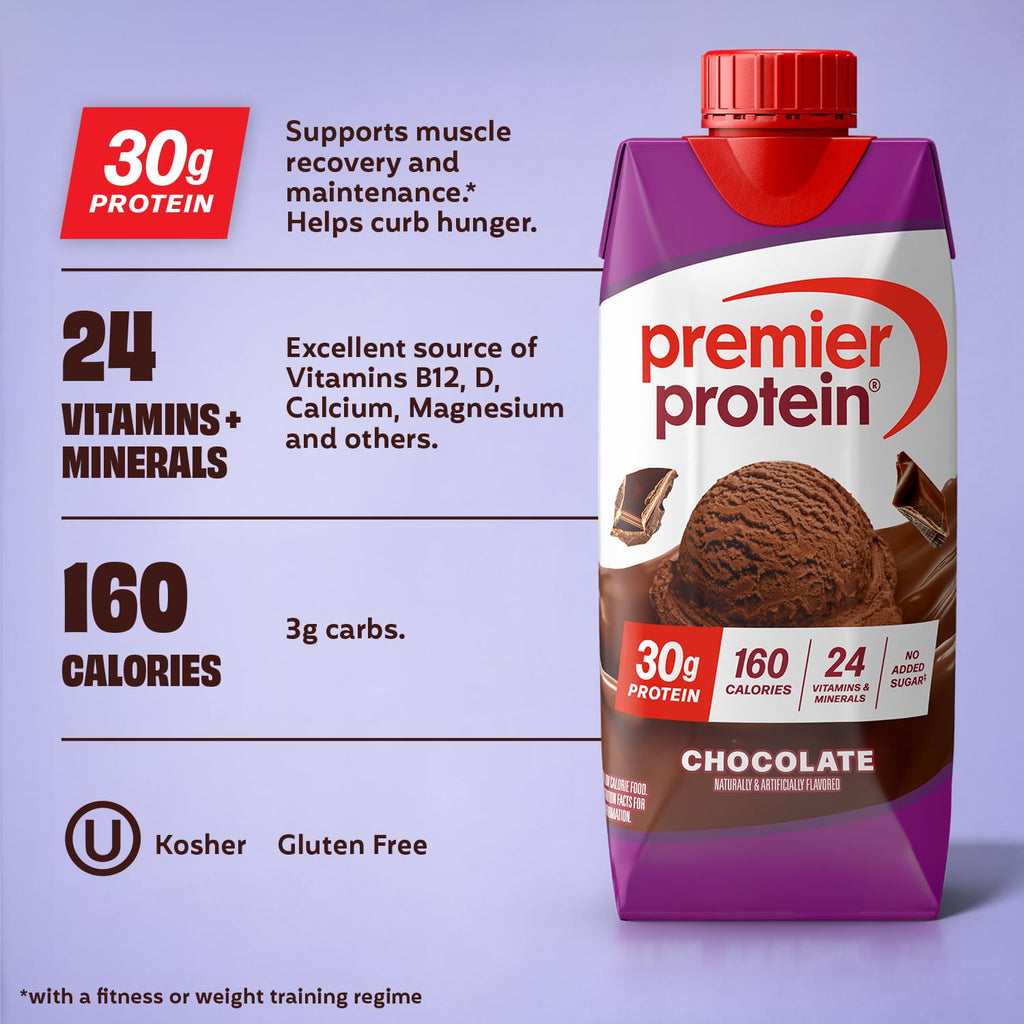 Premier Protein Shake, Chocolate, 30g Protein, No Added Sugar, 24 Vitamins &