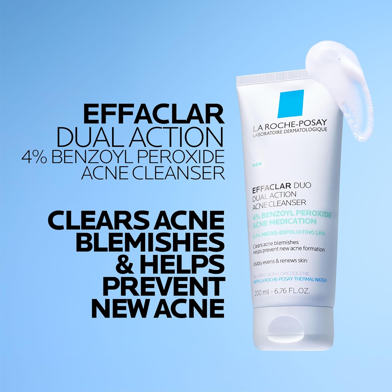 La Roche-Posay Effaclar Dual Acne Face Wash With 4% Benzoyl Peroxide & LHA