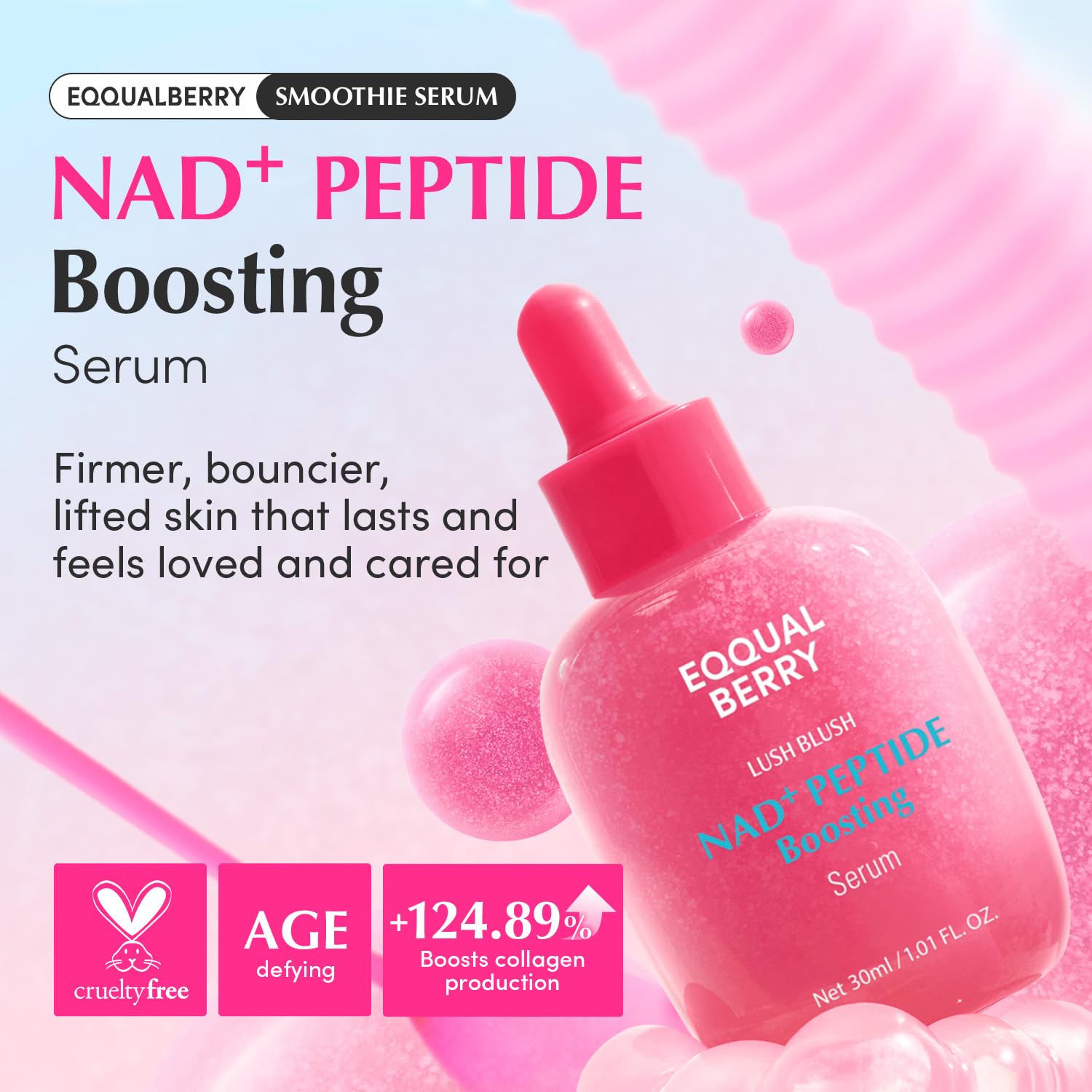 EQQUALBERRY NAD+ Peptide Boosting Serum ‰ÛÒ Niacinamide 2% + 14 Peptides +